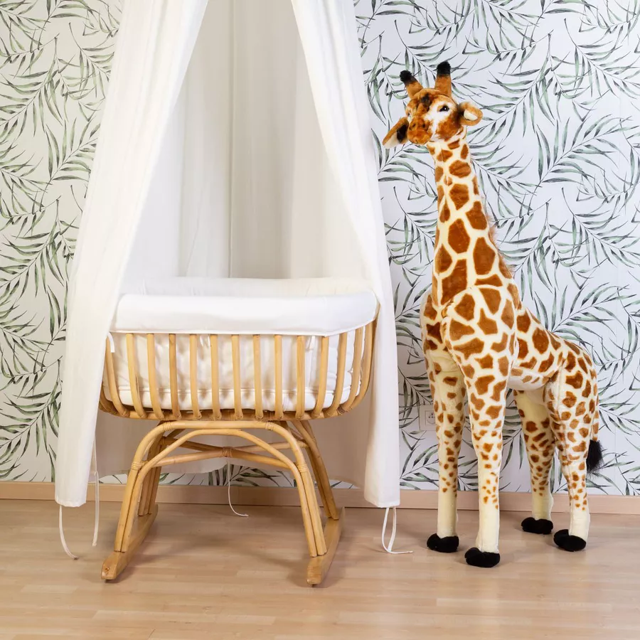 CHILDHOME Wiege Rattan mit Jerseybezug, Matratze und Nestchen
