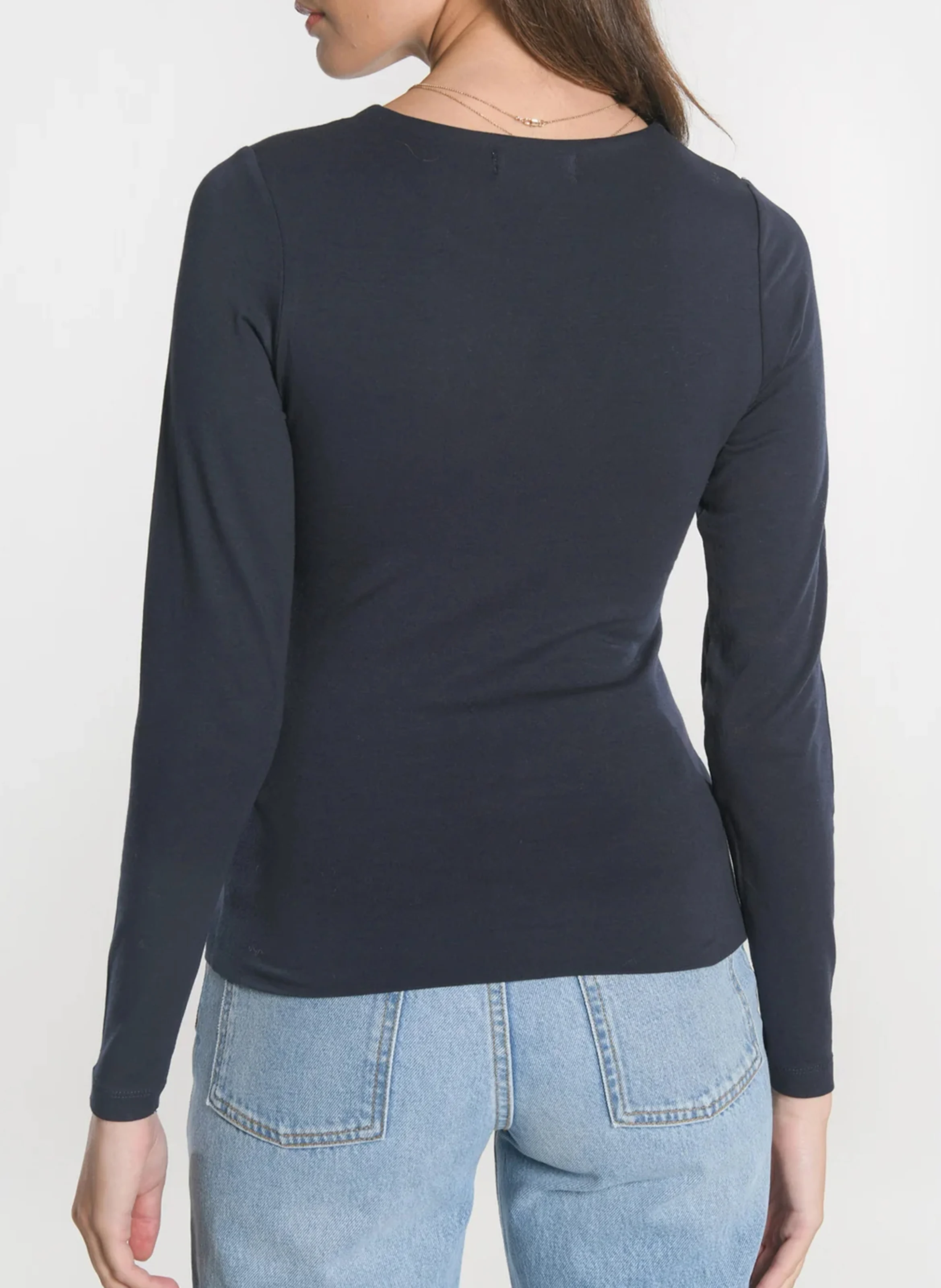 CURT - Tee-shirt cintré col rond en coton stretch | Bleu
