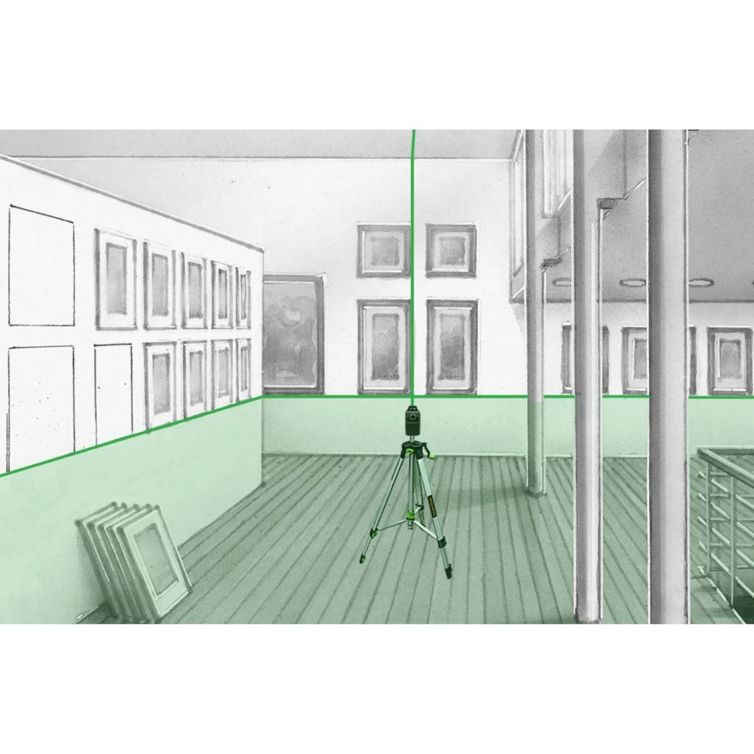 Laserliner PocketPlane-Laser G360 Kruislijnlaser set incl. statief en koffer - Groen - 55m