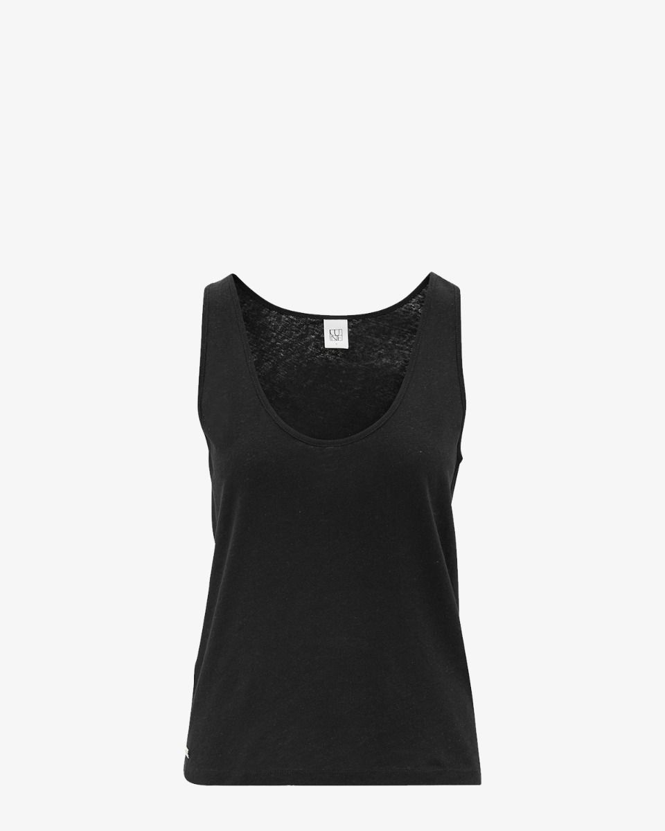Lune Active Noa Linen Tank Zwart Damestop