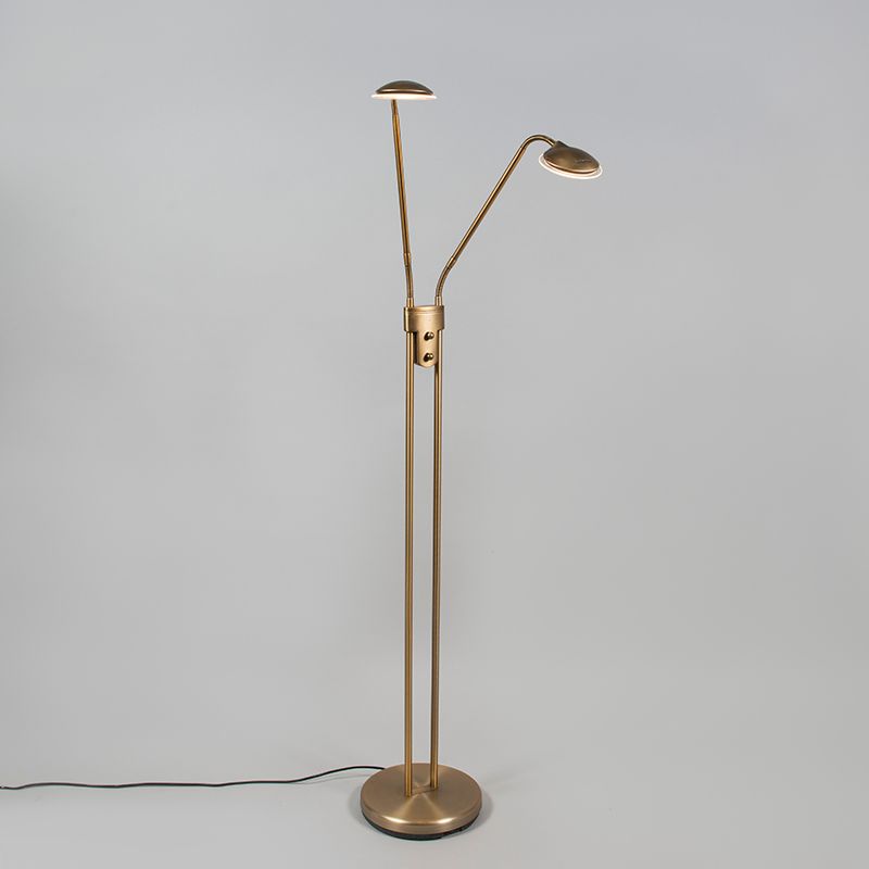 Moderne vloerlamp brons met leeslamp incl. LED - Eva