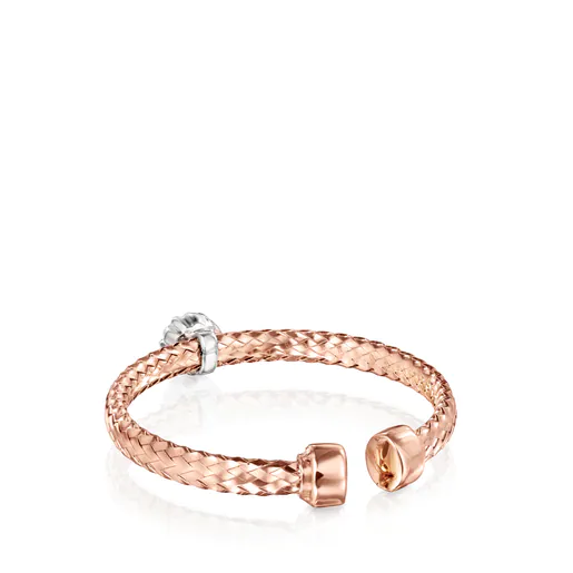 Anel em ouro rosa claro com roseta de diamantes