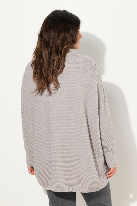 Strickjacke, Egg-Shape, Wollanteil, offene Form