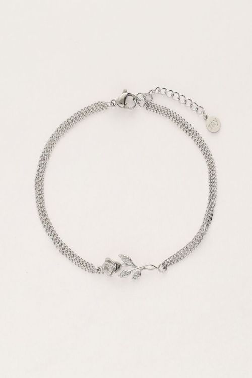 Vintage armband met platte roos