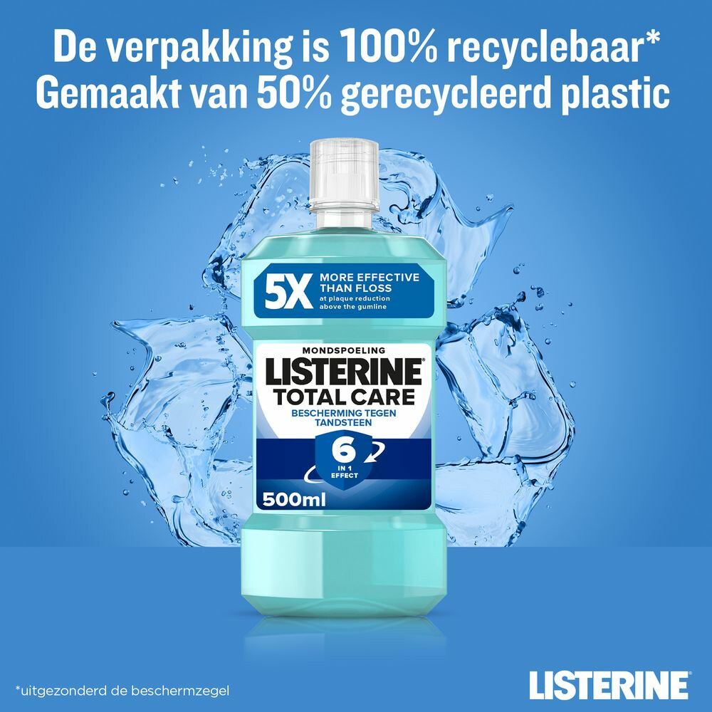 3x Listerine Total Care Bescherming Tegen Tandsteen500 ml
