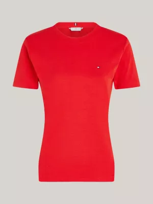 Camiseta Slim Canelada com Bordado de Bandeira