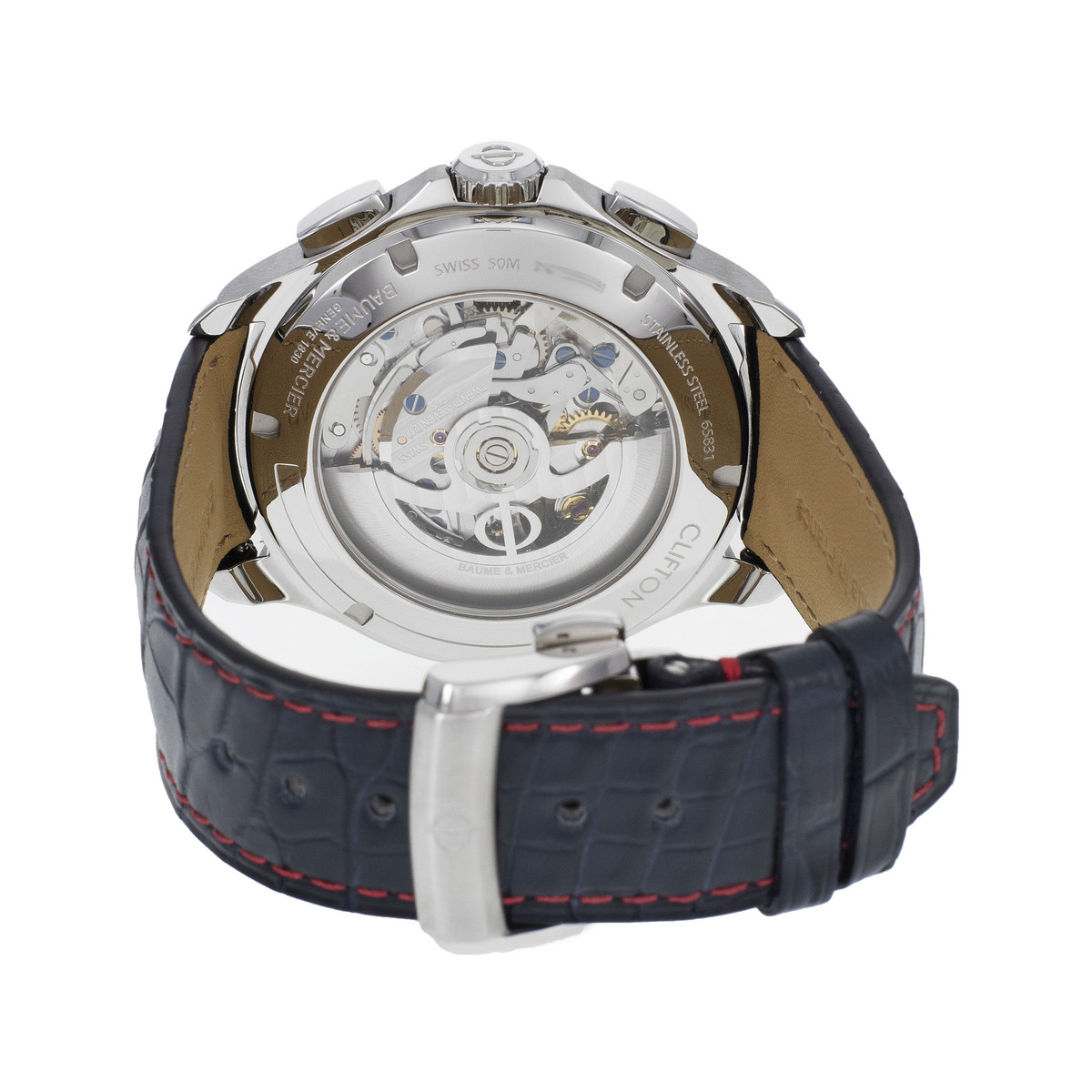 Montre d'occasion Baume et Mercier Clifton homme automatique acier bracelet cuir