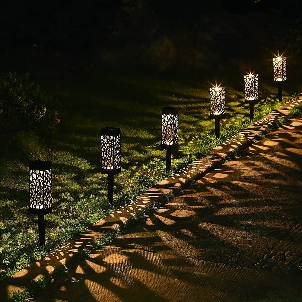 (8er Set) 18x6cm LED Solar Lampe Outdoor Gartenleuchte Laterne mit Erdspiess (IP65) - Kaltweiss