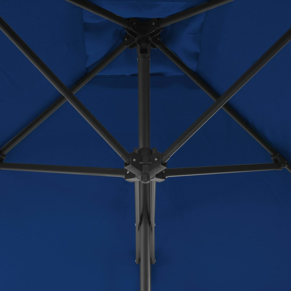 Parasol d'extérieur avec mât en acier 250 x 250 x 230 cm bleu