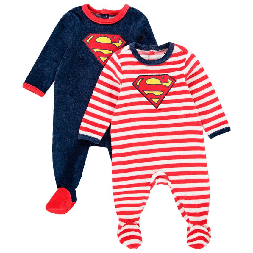 Lot de 2 dors-bien en velours Superman - Bleu marine