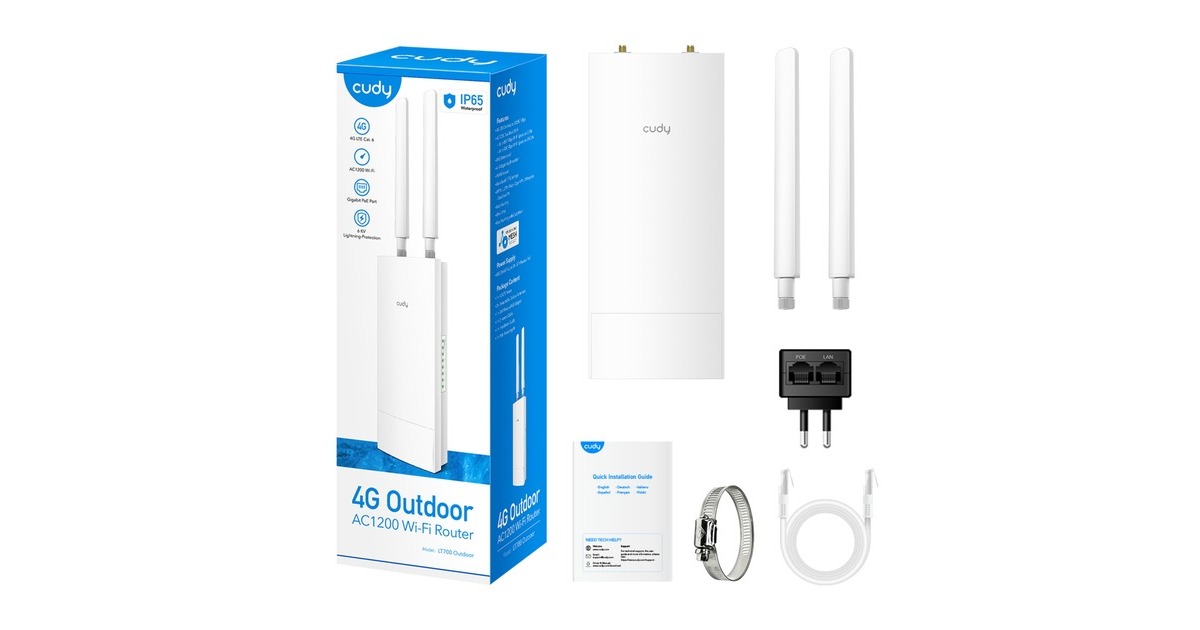 CudyOutdoor 4G LTE Cat 6 AC1200 Wi-Fi Gigabit Router  (Wit, PoE, Cudy Mesh, Cudy App)