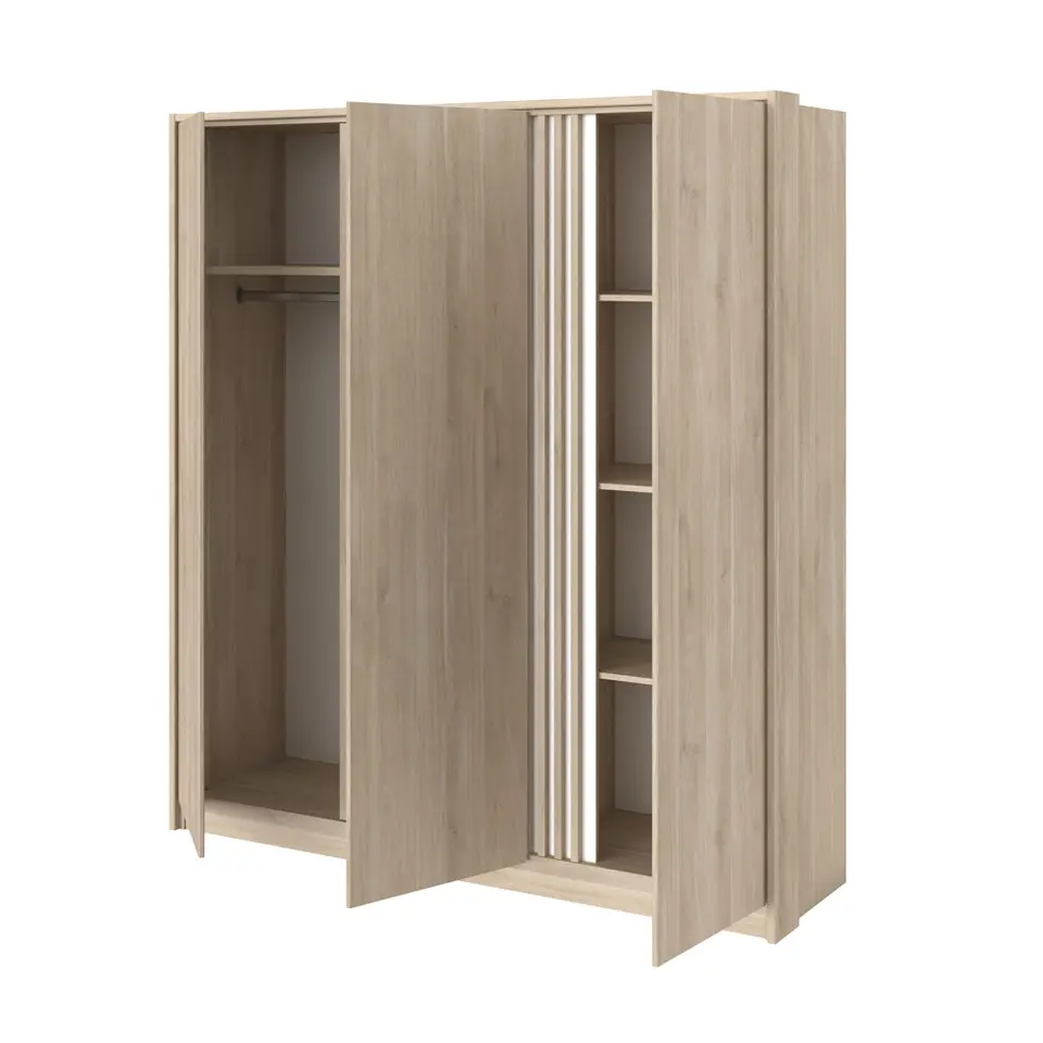 Kledingkast Evi 3-deurs - eikenkleur - 203x185x52 cm