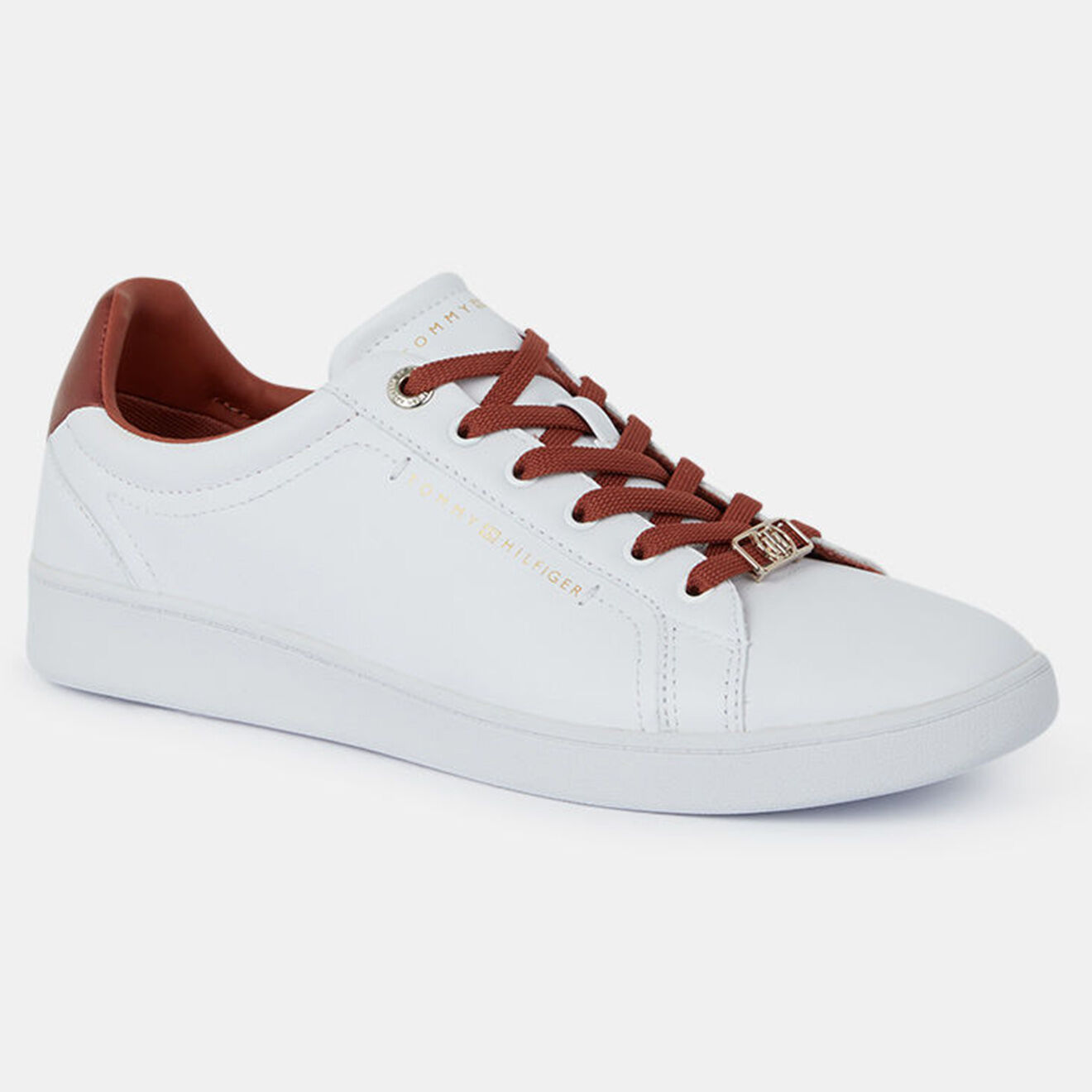 Tommy Hilfiger Baskets en Cuir Court blanc/cuivre