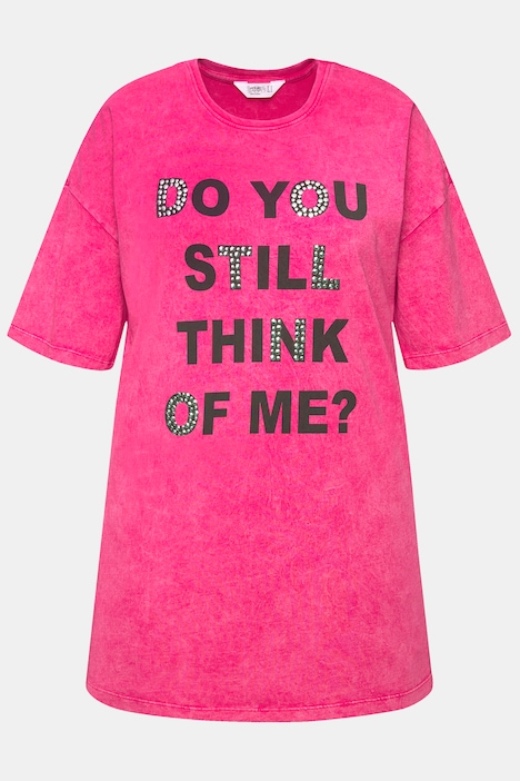 T-Shirt, oversized, verziertes Statement, Vintage Look, Rundhals, 1/2 Arm