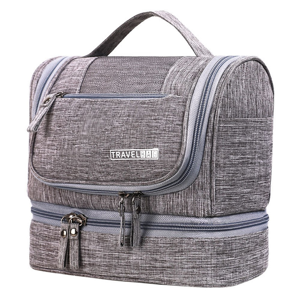 (24x13x20cm) Reise Kosmetik Make Up Tasche Necessaire Organizer Bag mit Reissverschluss - Grau