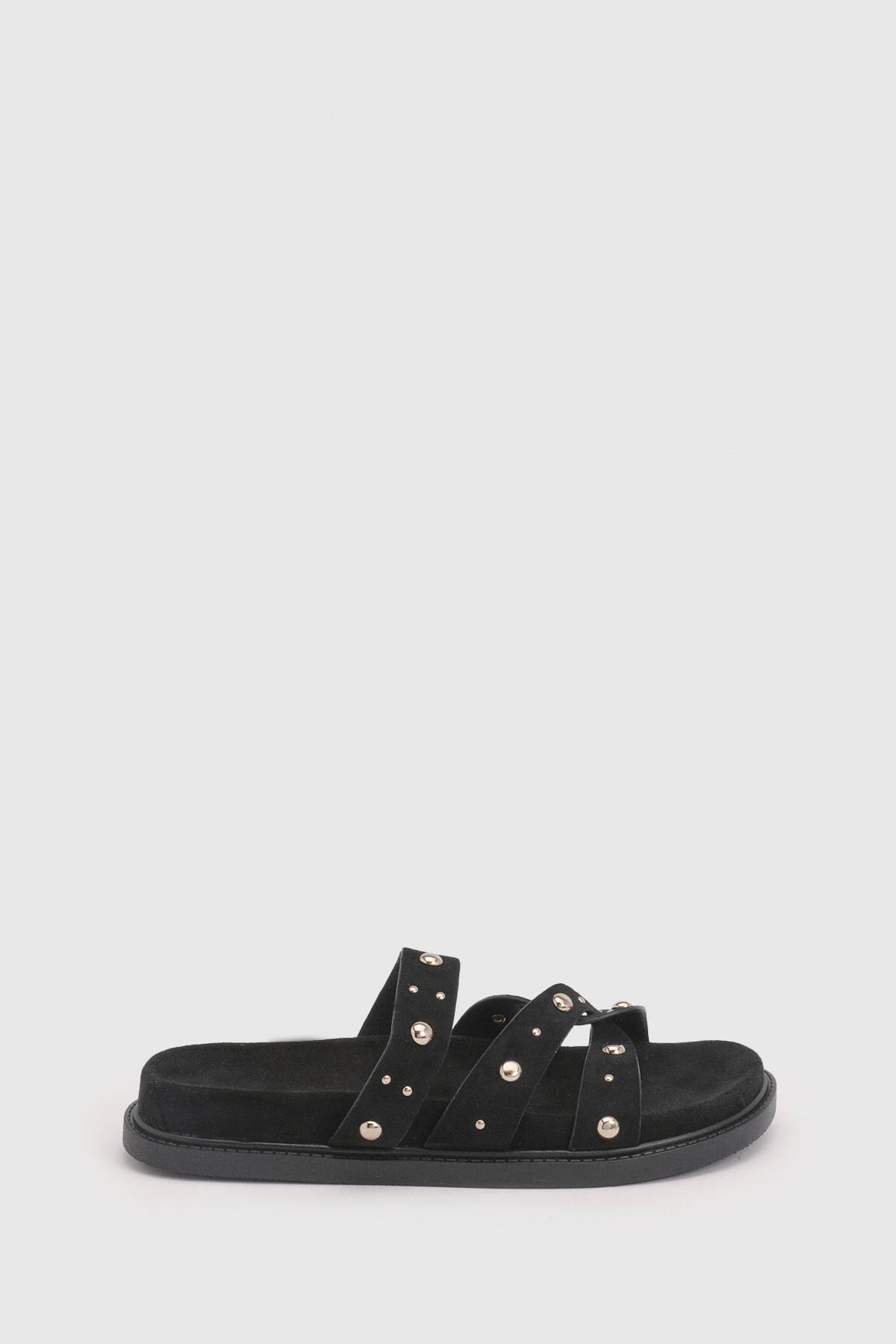 boohoo Sandales Mules À Semelle Anatomique En Synthétique Avec Détails Cloutés Coupe Large