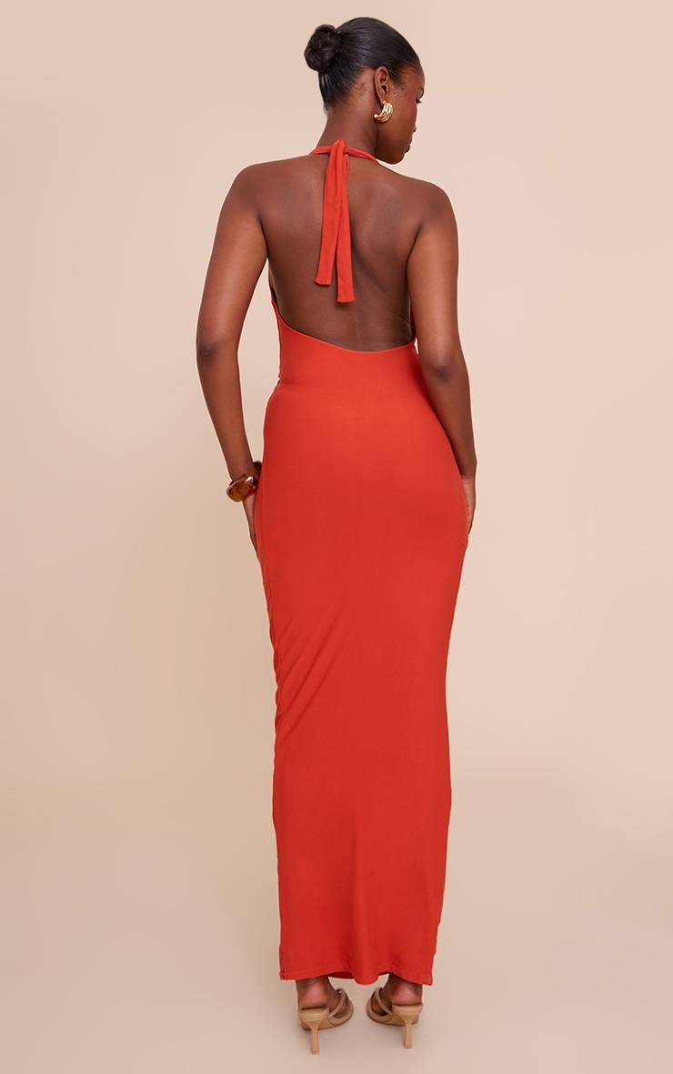Rouille Robe Maxi À Double Couche Toucher Doux Avec Détails De Finition