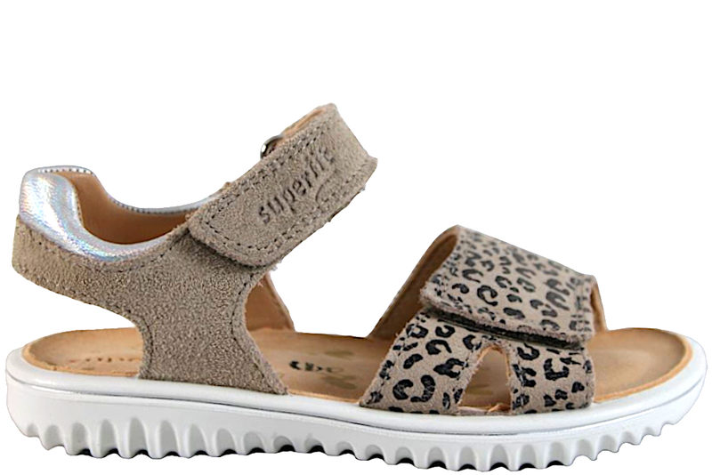 SUPERFIT SPARKLE BEIGE SANDAL MED LEOPARD PRINT