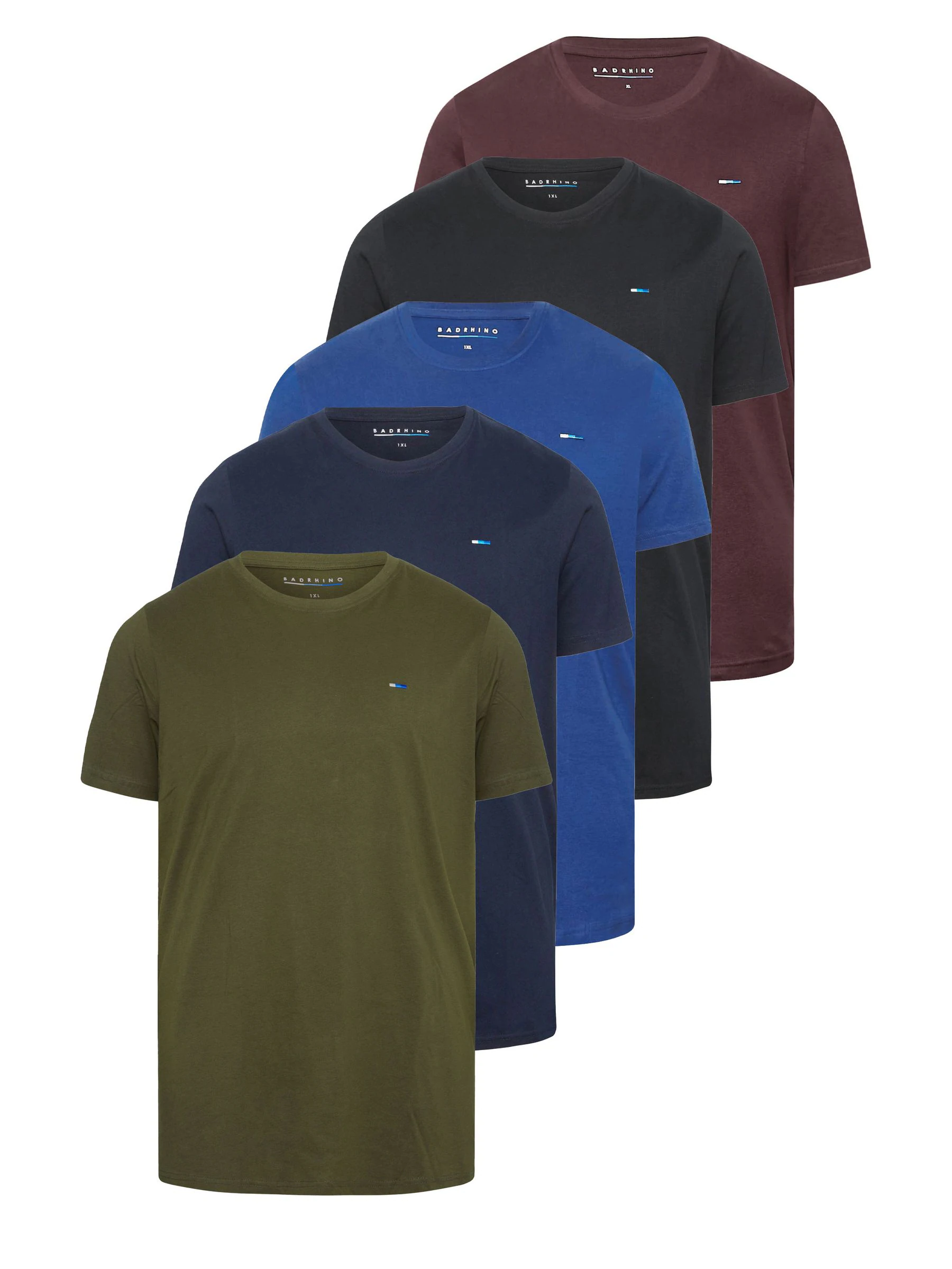 Zwart chroom - BadRhino Big & Tall 100% katoenen T-shirts 5 -pack