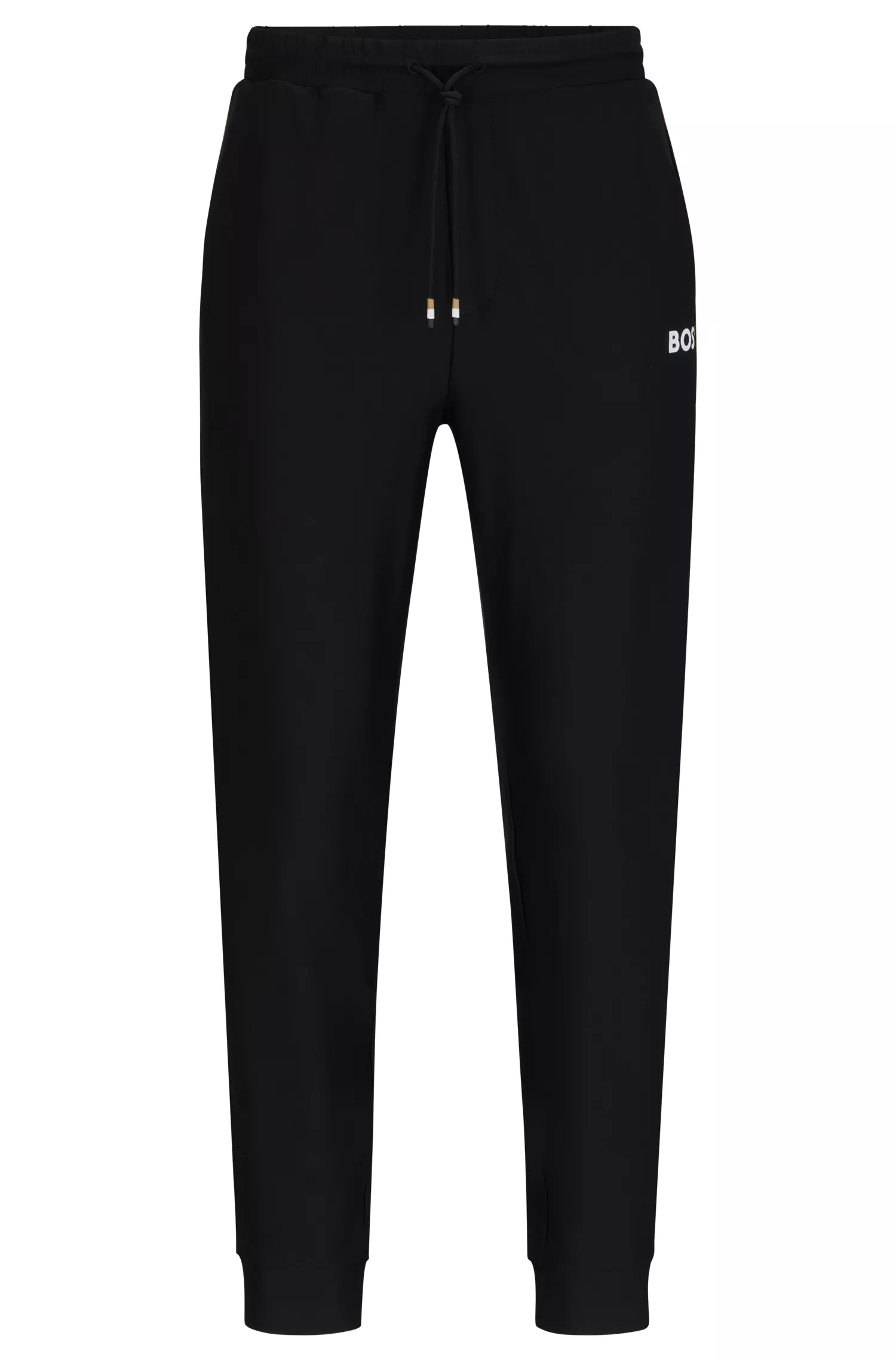 Calça de fato de treino BOSS em jersey elástico verde com fita listrada exclusiva.