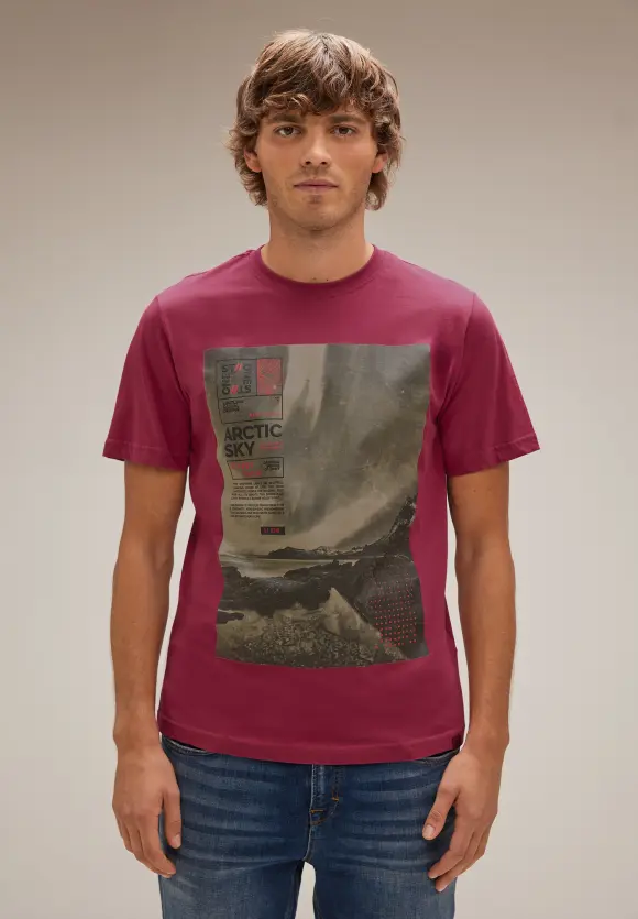 Arctic Sky Foto T-Shirt - sangria red
