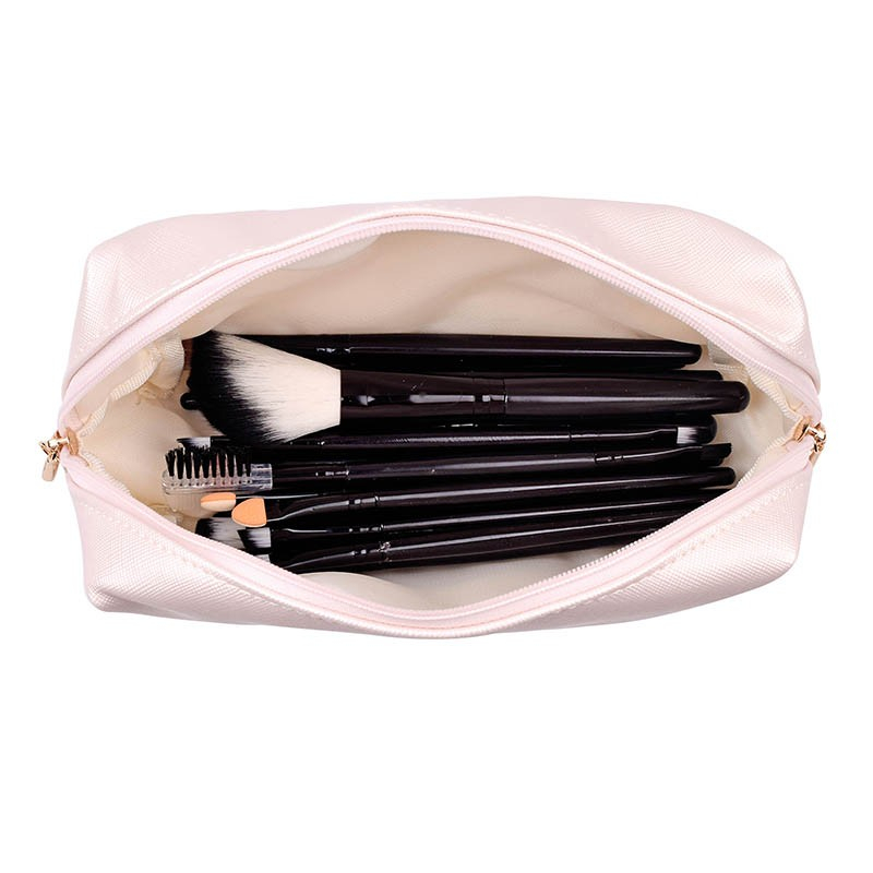 (17x11x7cm) Kosmetik Make Up Tasche Necessaire Organizer Bag mit Reissverschluss - Braun