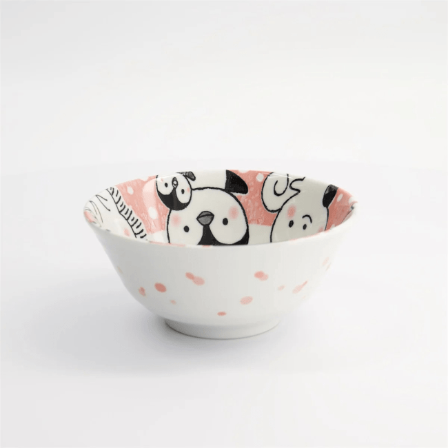 Kawaii Dieren Kom Rose 15.5x6.8cm 500ml