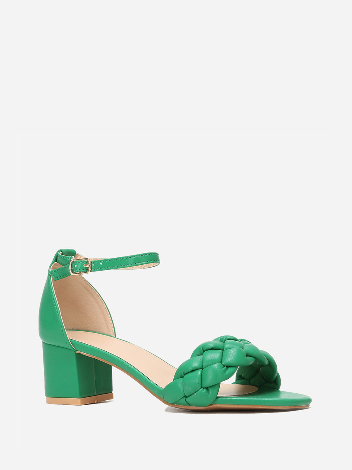 Sandales en simili à bride tressée- Vert