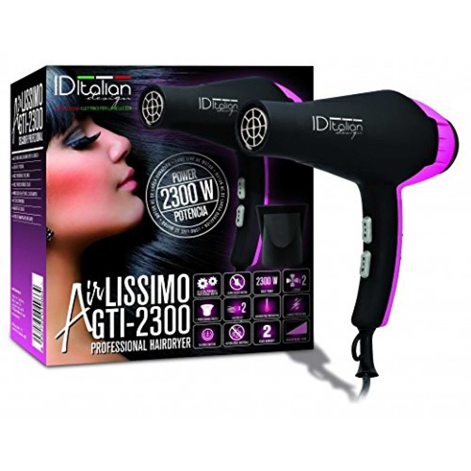 Id Italian Airlissimo Gti 2300 Secador de Pelo #Rosa 1 Unidad