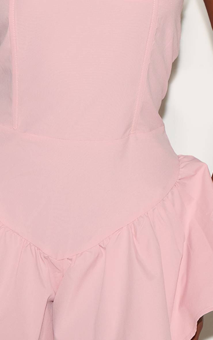 Blush Rose Combi-short Fluide Rose Pâle À Encolure Carrée Et Taille Basse