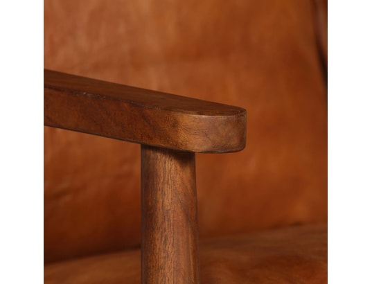 VIDAXL - Canapé à 2 places cuir véritable avec bois d'acacia marron