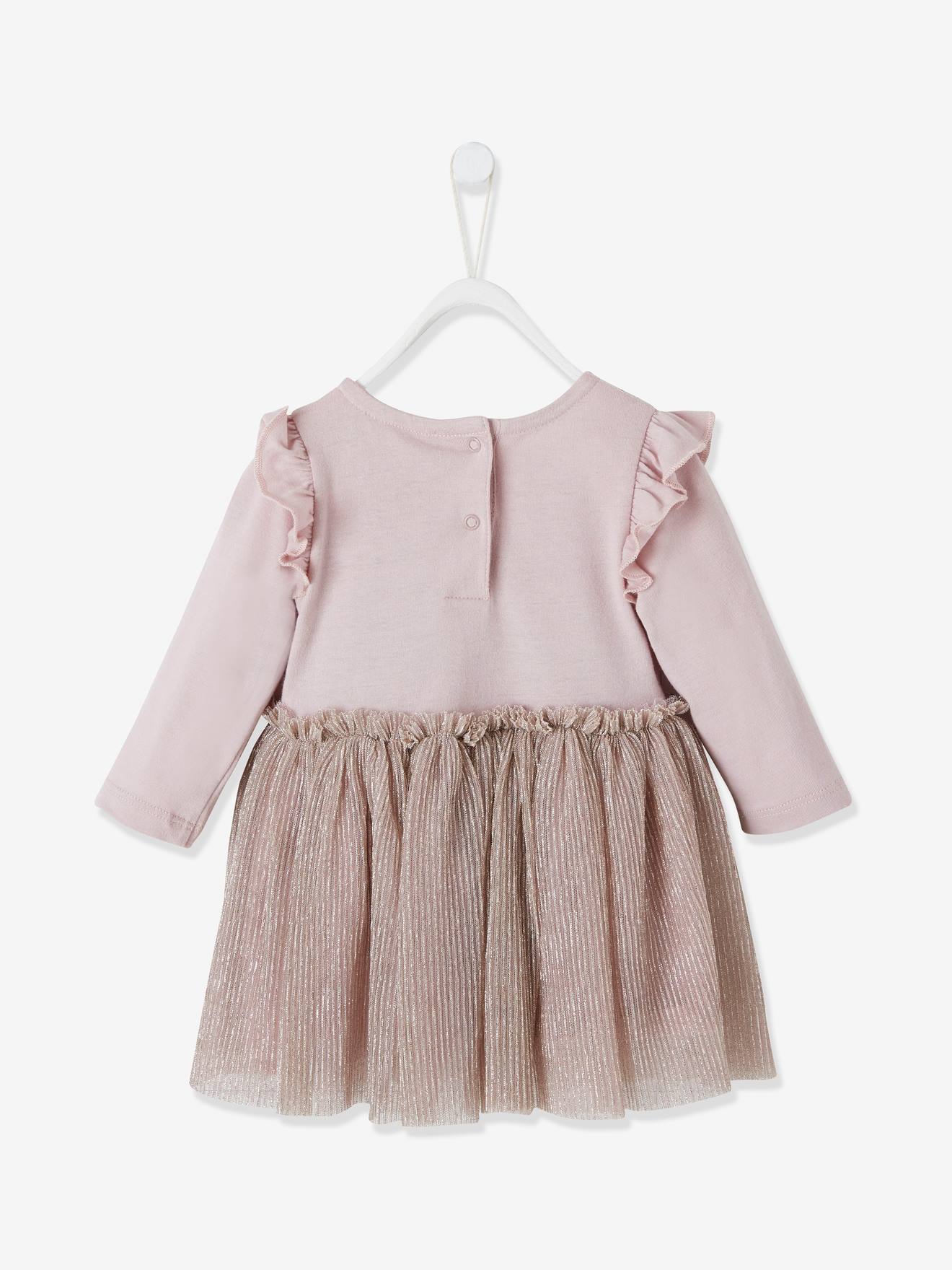 Vestido infantil 2 em 1, azul médio, liso com estampas.