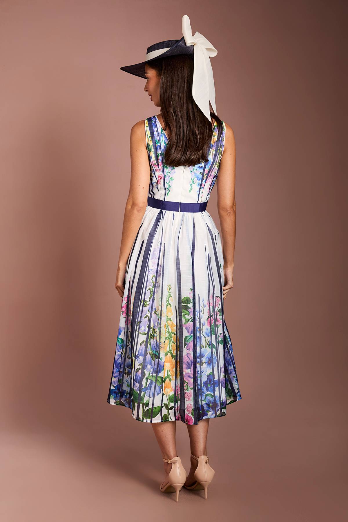Coast Robe Midi Lisa Tan En Organza Imprimé Avec Détail Nœud