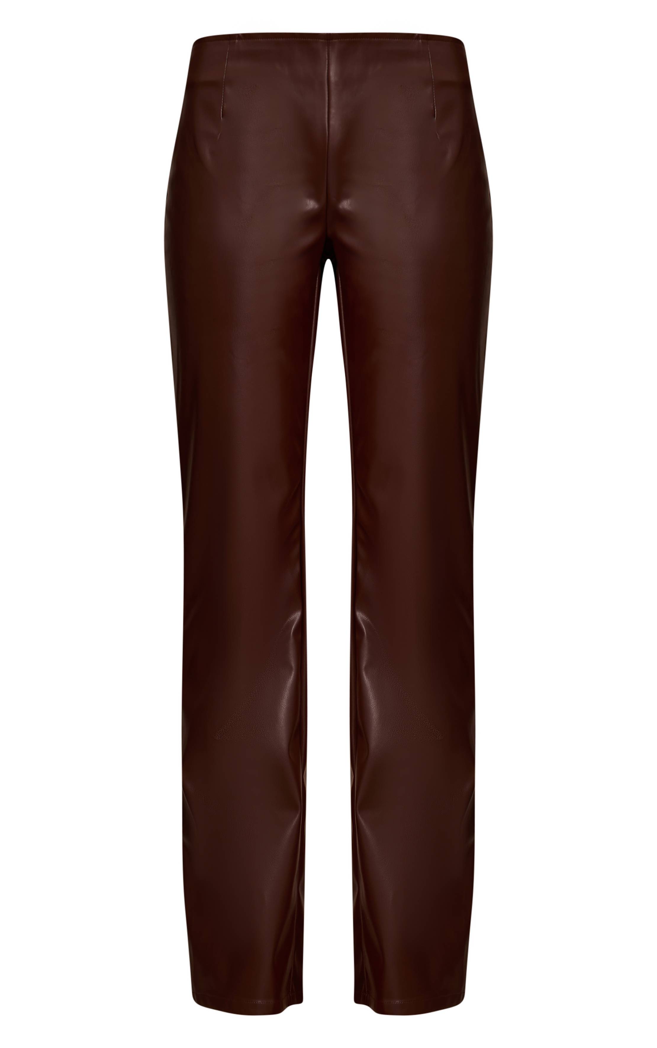 Chocolat Pantalon Ajusté En Synthétiquecuir Ensemble Coordonné