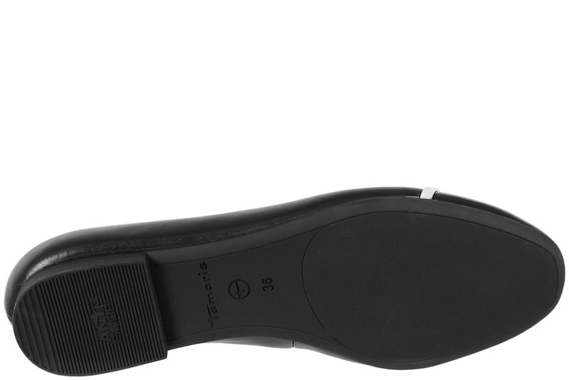 TAMARIS BLACK COMB BALLERINA I SORT GLAT SKIND