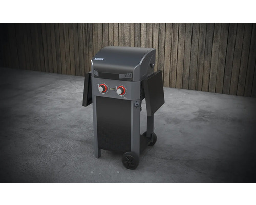 Tenneker Carbon E-Grill elektrische grill 122 x 58,8 x 112,4 cm met 2300 watt, 2 verwarmingscircuits, gietijzeren grillrooster, digitale temperatuurweergave, warmhoudrek