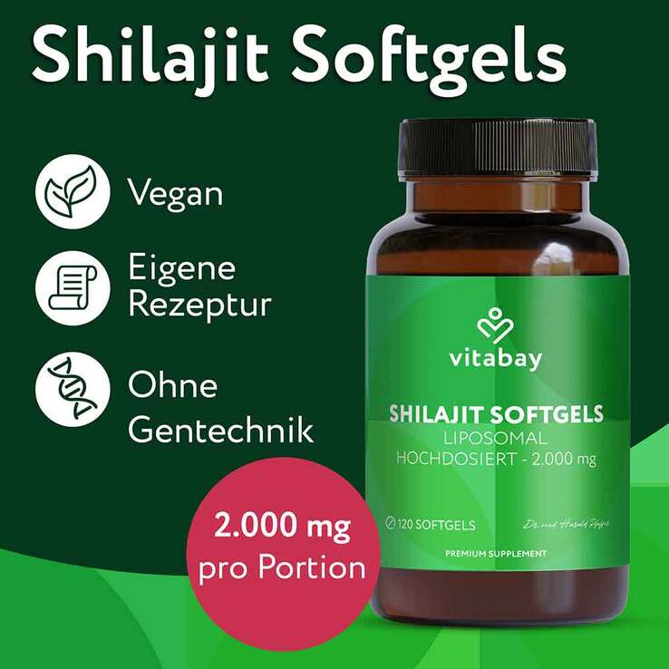 Liposomales Mumijo Shilajit 1000mg hochdosierste Weichkapseln, 120 St
