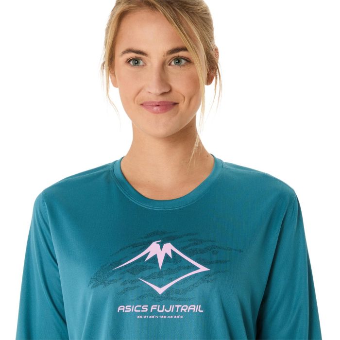 Asics Dame Trøjer Fujitrail Logo LS Top Blå