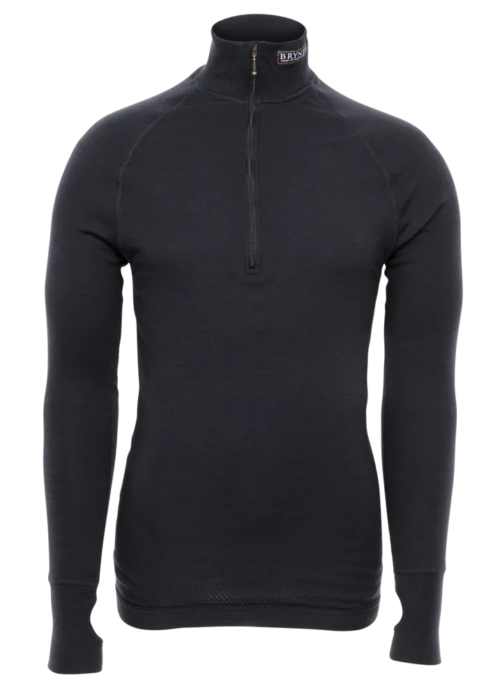 Brynje Arctic Zip Polo 3/4 Neck Black