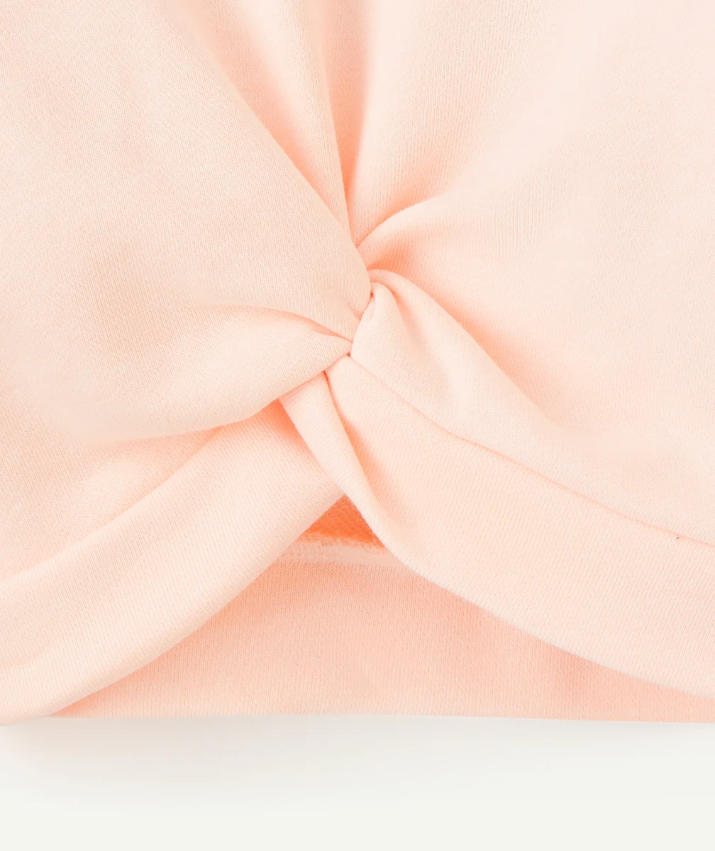 SWEAT MANCHES LONGUES FILLE ORANGE NÉON AVEC NOEUD SUR LE BAS