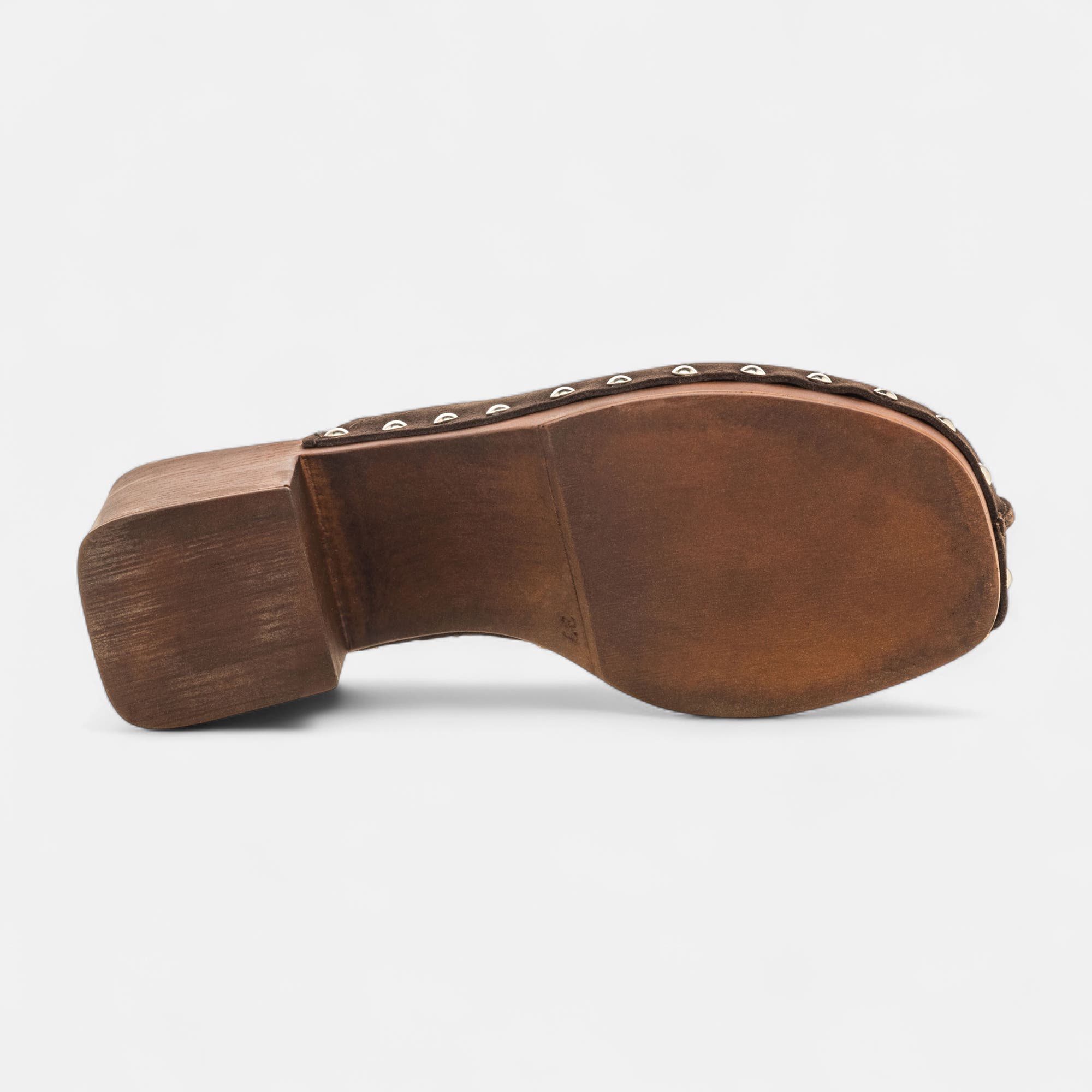 Chaussures semelle bois à talon Femme en cuir marron