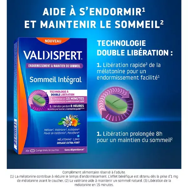 Valdispert Sommeil Intégral Mélatonine 1,9mg et Plantes 30 comprimés