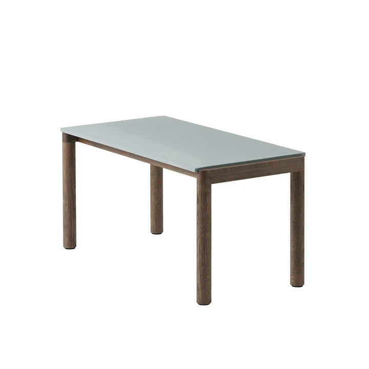 Muuto - Couple Couchtisch, 84 x 40 cm, 1 Plain, Eiche dunkel geölt / pale blue