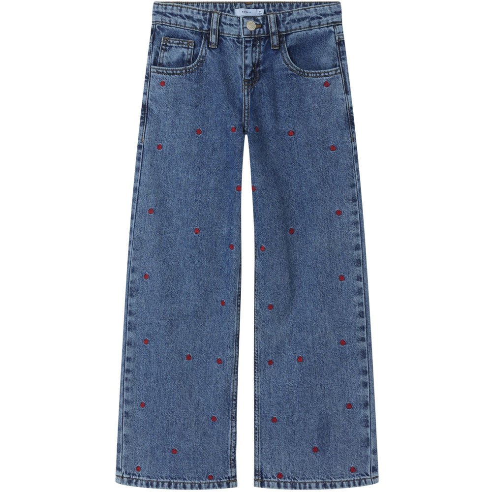 Køb Name It Medium Blue Denim Heart Bella Wide Jeans