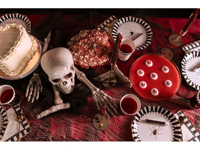 Partydeco Einweggeschirr Teller Spinne 23 cm, 6 Stück Geschirr und Tischdekoration für die Halloweenparty