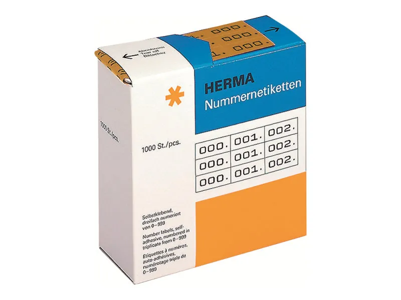 HERMA - Sort, brun - 10 x 22 mm 3000 etikette(r) (1000 ark x 3) selvklæbende nummermærkater
