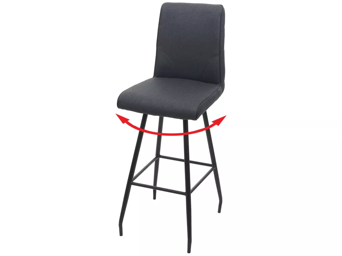 Tabouret de bar MCW-H72 pivotant, gris foncé