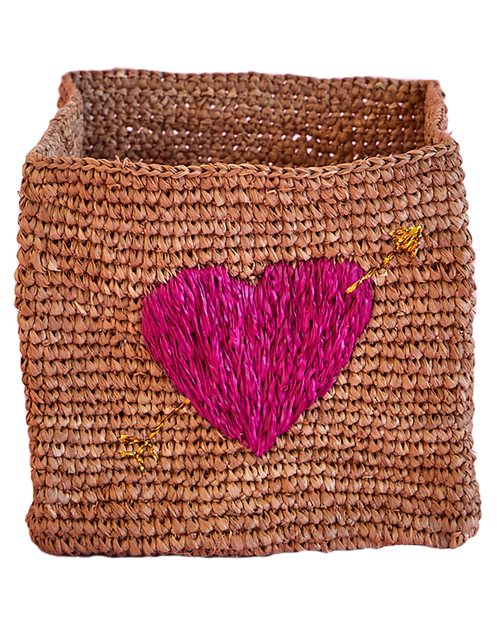 Raffia-Aufbewahrungskorb SQUARE - TEA RED HEART 2er-Set