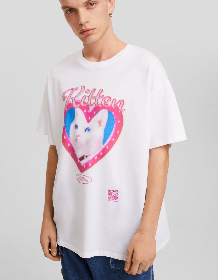 Camiseta de manga curta com estampa da Bershka Wearable Art