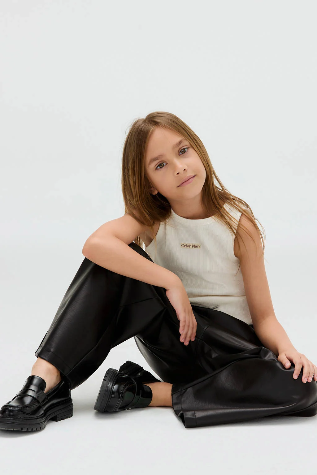 Calvin Klein imitatieleren casual broek zwart